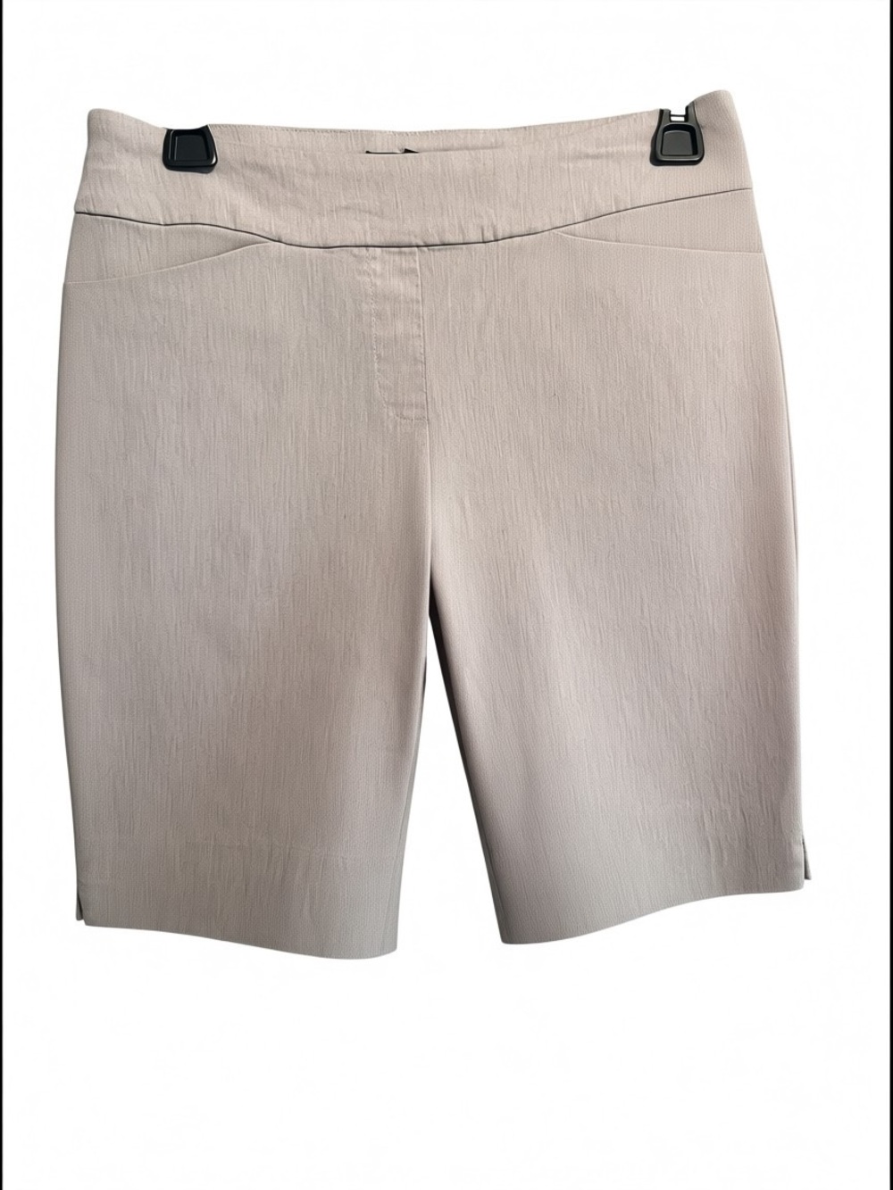 Hilary Radley Pull On Bermuda Shorts Womens Small Beige Stretch flat front